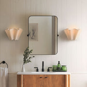 Oslan Modern Plug-In Sconce - Scalloped Ivory Linen Shade Wall Lamp